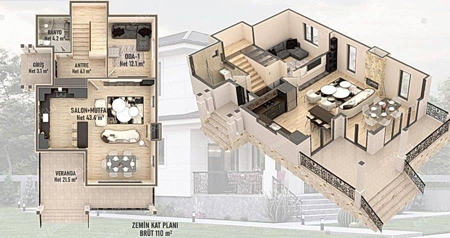 200m2 Dubleks İki Katlı Çelik Prefabrik Ev
