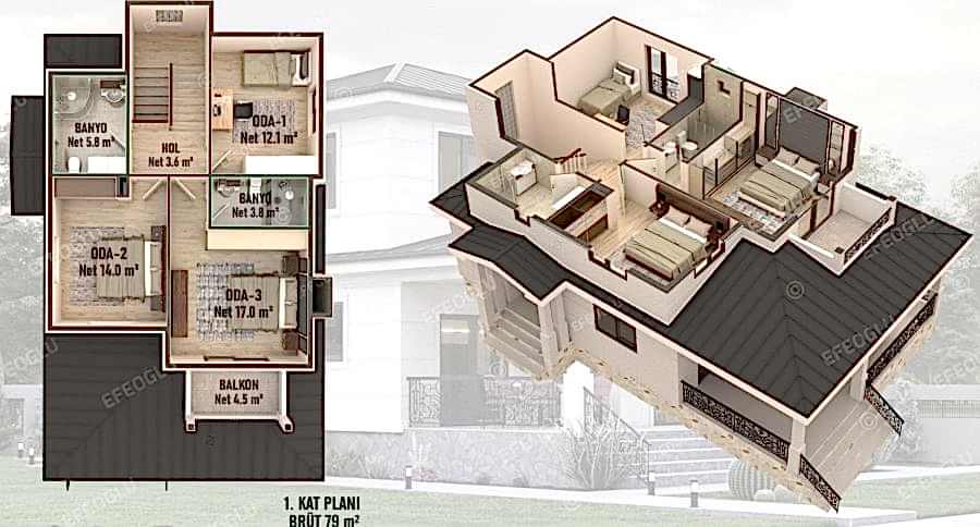 200m2 Dubleks İki Katlı Çelik Prefabrik Ev